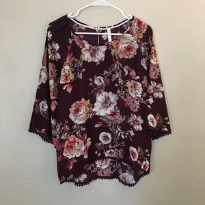 Maroon Floral Blouse